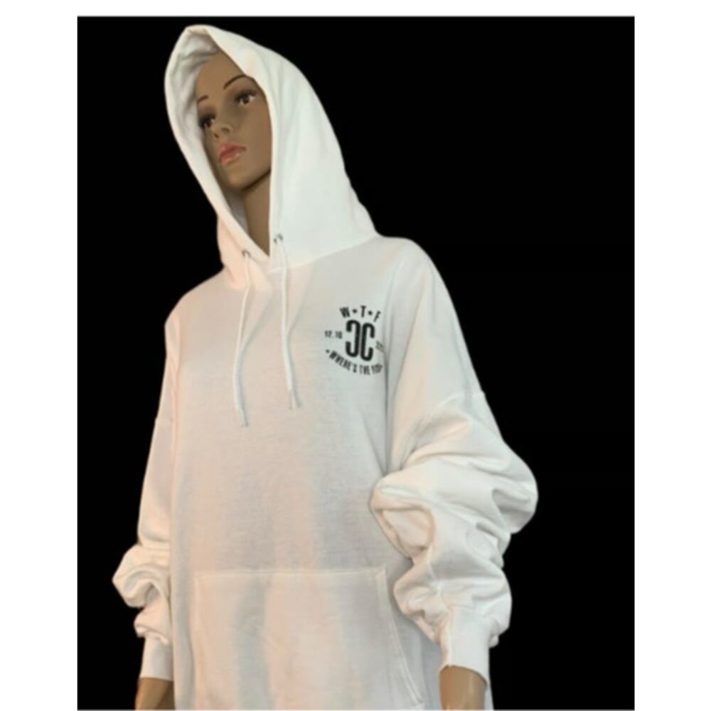 Hanes EcoSmart Men's Size 3X Fleece Hoodie White Reel Legend Fishing Sweatshirt